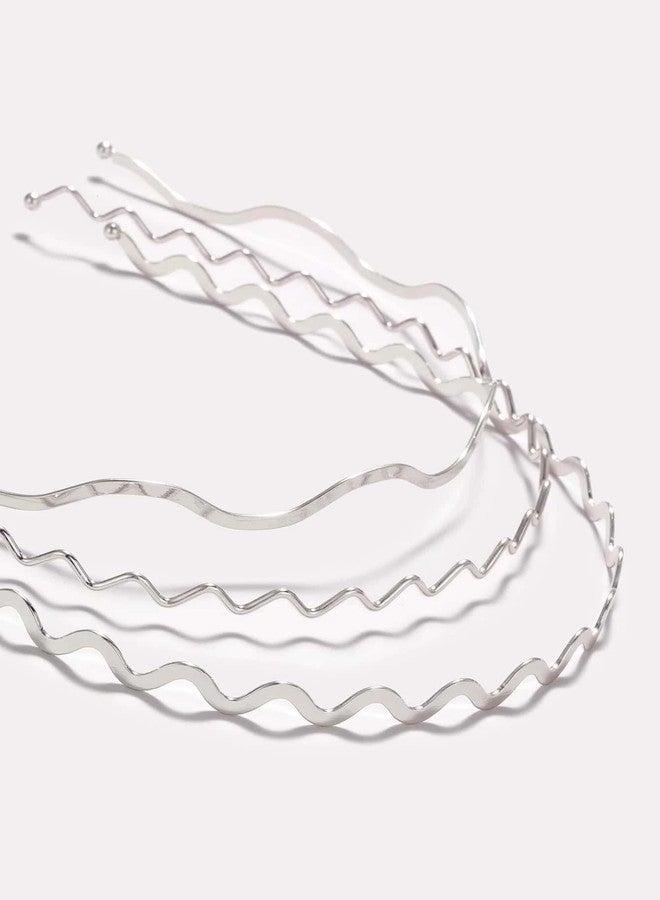 TEBIEKOY Silver Metal Headbands for Women, Elastic Hair Bands Stylish Thin Wavy Head Bands, Trendy Silver Hair Accessories Cute for Women Teens, 3 Pcs - Image 5